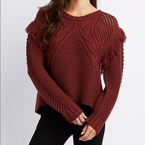 Charlotte Russe Sweaters - 🔴Mixed Knit Fringe Sweater